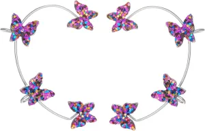 1 Pair Glitter Butterfly Cuff Earrings Zirconia Crystal No Piercing Fake Adjustable Ear Cuff Clip Wrap Around for Women Wrap Crawler Jewelry