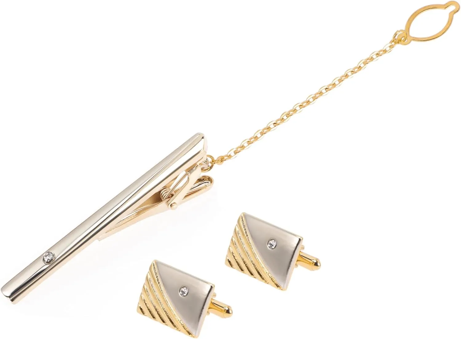1 Set Men's Cufflink Tie Clip Set Business Shirt Accessory Crystal Cufflinks for Men