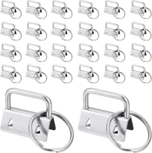 100 Pcs 1 Inch Key Fob Hardware, Dveda Metal Keychain Wristlet with Keyrings, Wristlet Keychains for Women Men for Bags, Belt, Wallet, Ribbon and Other Hand Craft (Silver)
