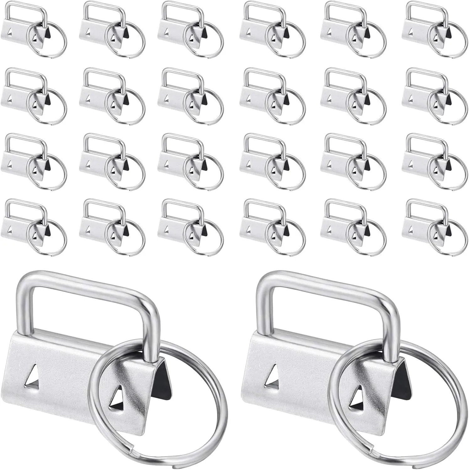 100 Pcs 1 Inch Key Fob Hardware, Dveda Metal Keychain Wristlet with Keyrings, Wristlet Keychains for Women Men for Bags, Belt, Wallet, Ribbon and Other Hand Craft (Silver)