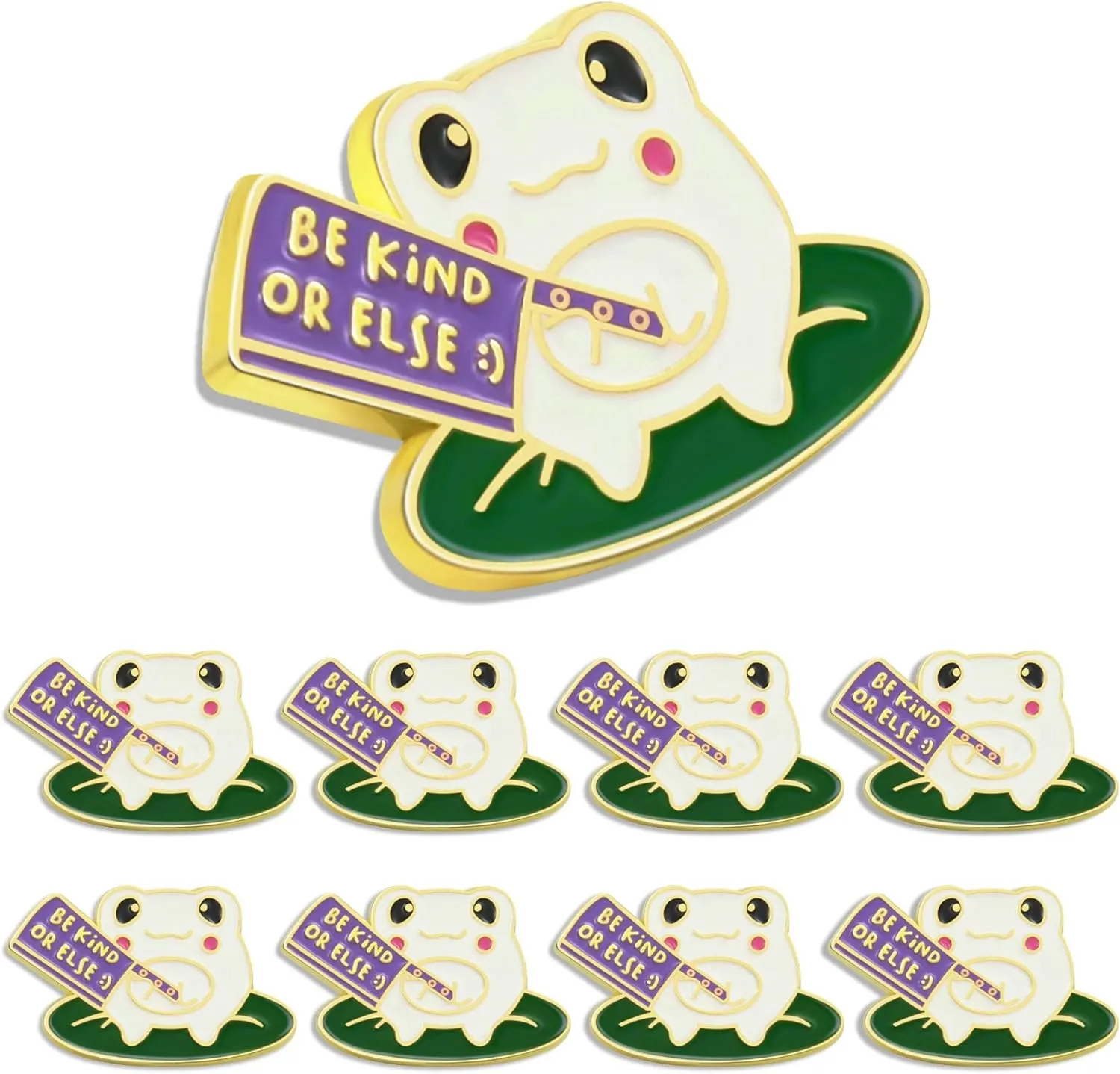 10/20/50/100Pcs Be Kind Or Else Frog With Knife Enamel Pins Bluk -Funny Novelty Lapel Pins Badge Brooch Souvenir For Clothing Backpack Bags