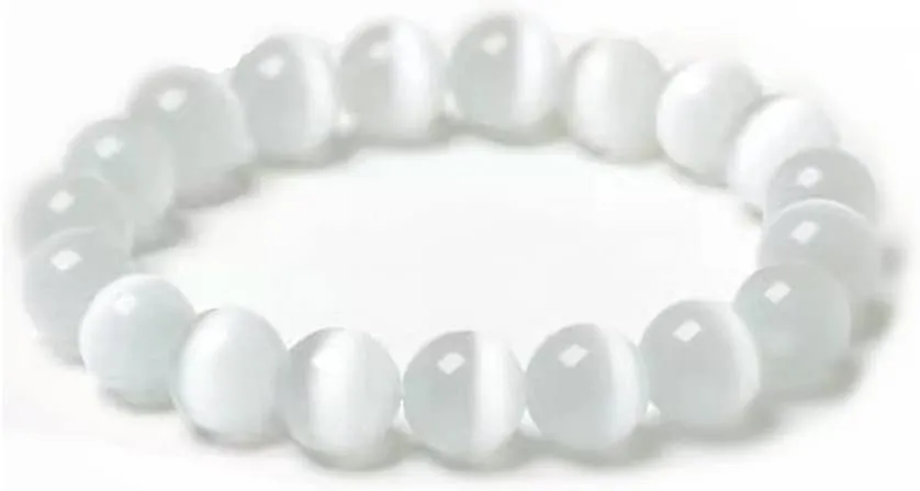 10mm Natural Gemstone Beads Bracelet Powerful Selenite Crystal Energy Stone Concentration Spirituality Handmade Fashion Jewelry Gift for Women-White