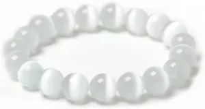 10mm Natural Gemstone Beads Bracelet Powerful Selenite Crystal Energy Stone Concentration Spirituality Handmade Fashion Jewelry Gift for Women-White