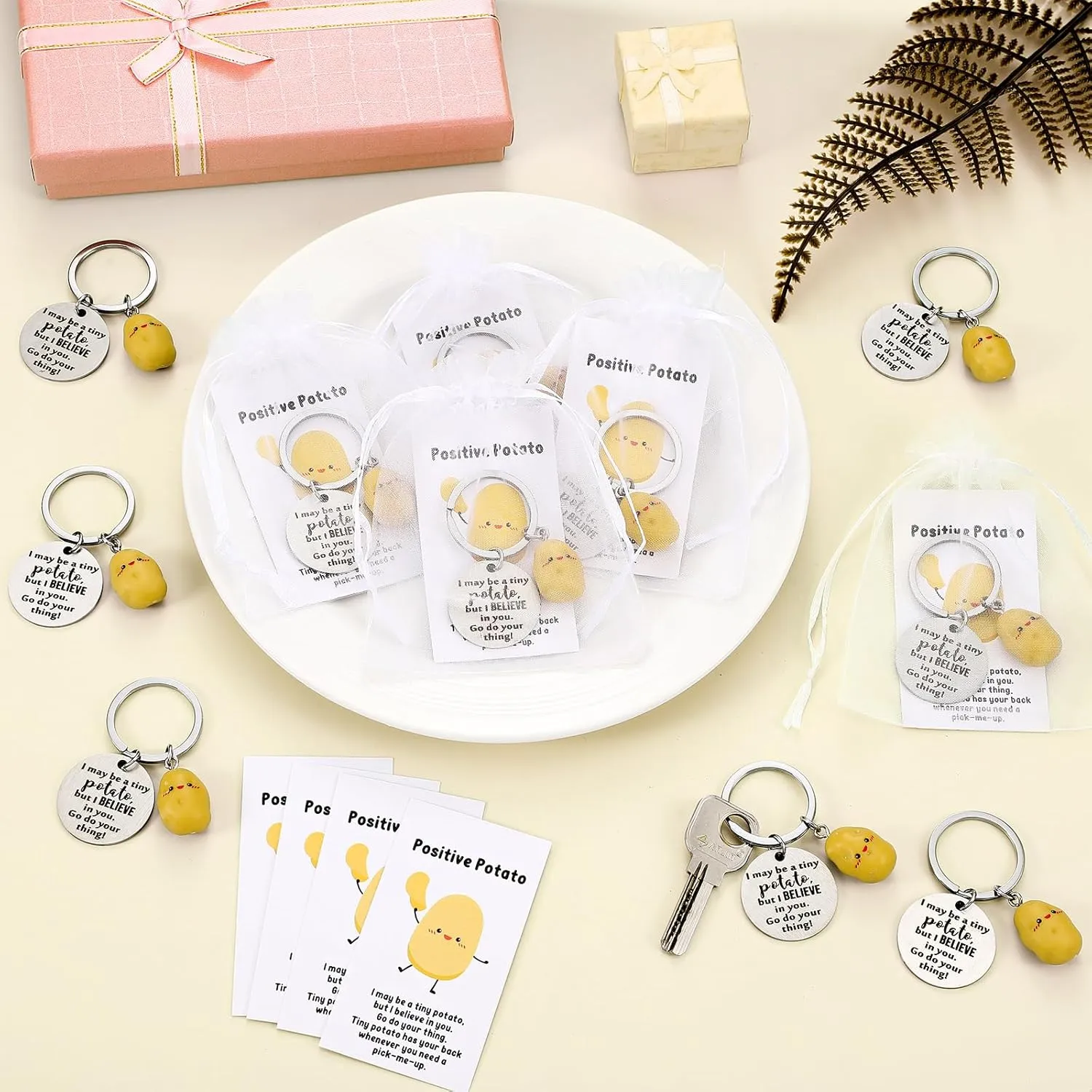 12 Sets Positive Keychain Emotional Support Gift Employee Appreciation Gift for Coworker Team Staff