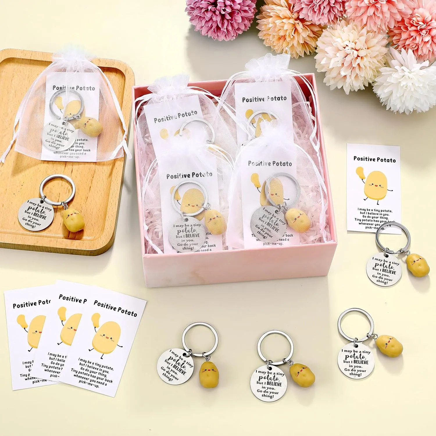 12 Sets Positive Keychain Emotional Support Gift Employee Appreciation Gift for Coworker Team Staff