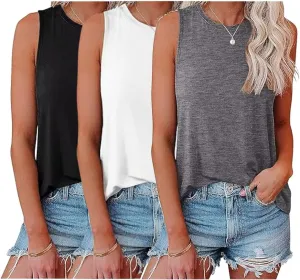 1/3 Pack Womens Fashion Tank Tops Crewneck Loose Fit Basic Casual Going Out Workout 2025 Trendy Sleeveless Shirts