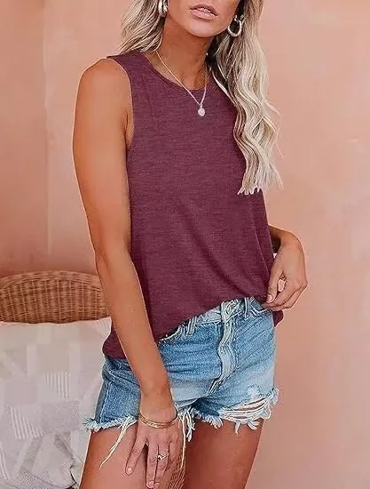 1/3 Pack Womens Fashion Tank Tops Crewneck Loose Fit Basic Casual Going Out Workout 2025 Trendy Sleeveless Shirts