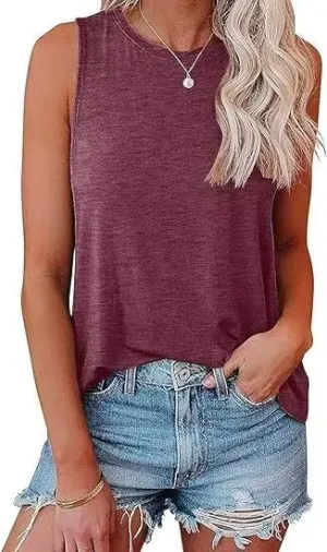 1/3 Pack Womens Fashion Tank Tops Crewneck Loose Fit Basic Casual Going Out Workout 2025 Trendy Sleeveless Shirts