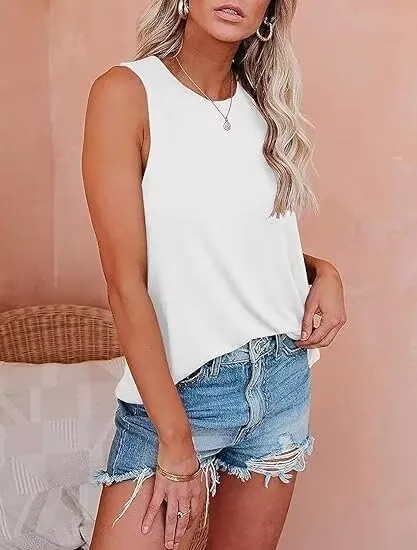 1/3 Pack Womens Fashion Tank Tops Crewneck Loose Fit Basic Casual Going Out Workout 2025 Trendy Sleeveless Shirts