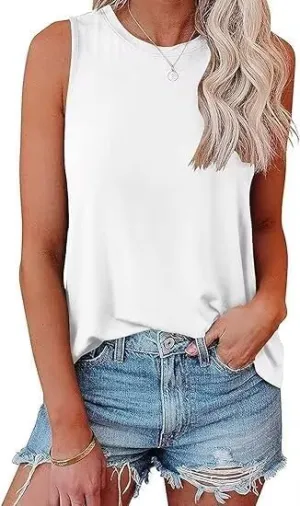1/3 Pack Womens Fashion Tank Tops Crewneck Loose Fit Basic Casual Going Out Workout 2025 Trendy Sleeveless Shirts