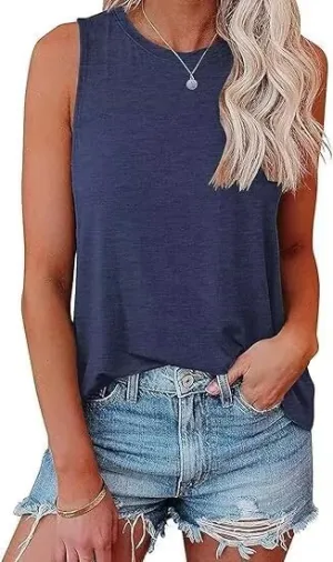 1/3 Pack Womens Fashion Tank Tops Crewneck Loose Fit Basic Casual Going Out Workout 2025 Trendy Sleeveless Shirts