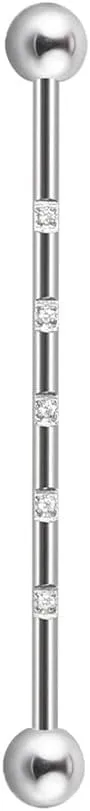 14G CZ Industrial Barbell Earrings 38mm G23 Titanium Cartilage Industrial Bar Helix Conch Cartilage Piercing Jewelry for Women Men