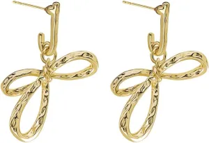 14K Gold Bowknot Lightweight Small Hoop Earrings for Women