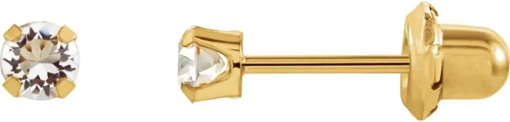 14k Yellow Gold Imitation Sapphire Inverness Piercing Earrings