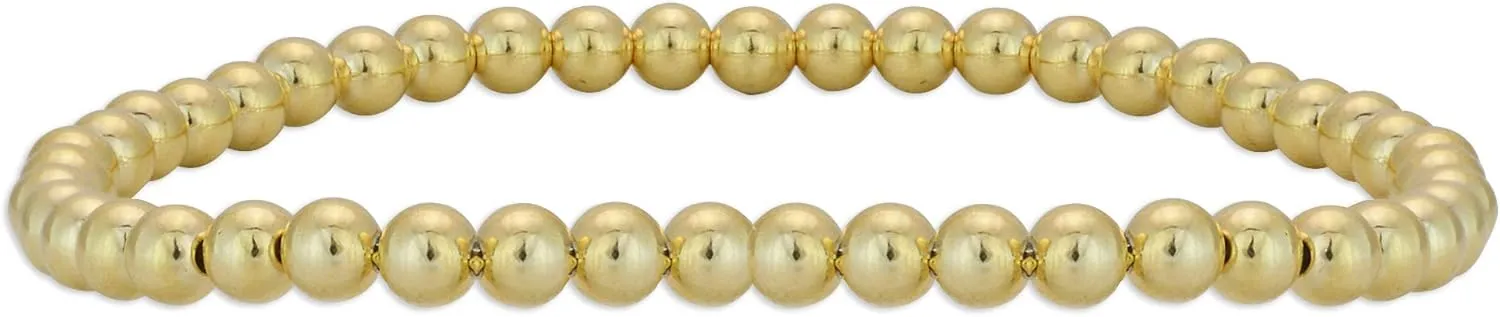14kt Gold Filled Bracelet, 4mm Beads, Stretch and Stackable, Hand Made in USA