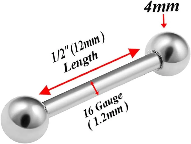 16g 1.2mm Barbell Earrings Stainless Steel Cartilage Eyebrow Tragus Daith Rook Helix Earrings Eyebrow Body Jewelry Pick Size