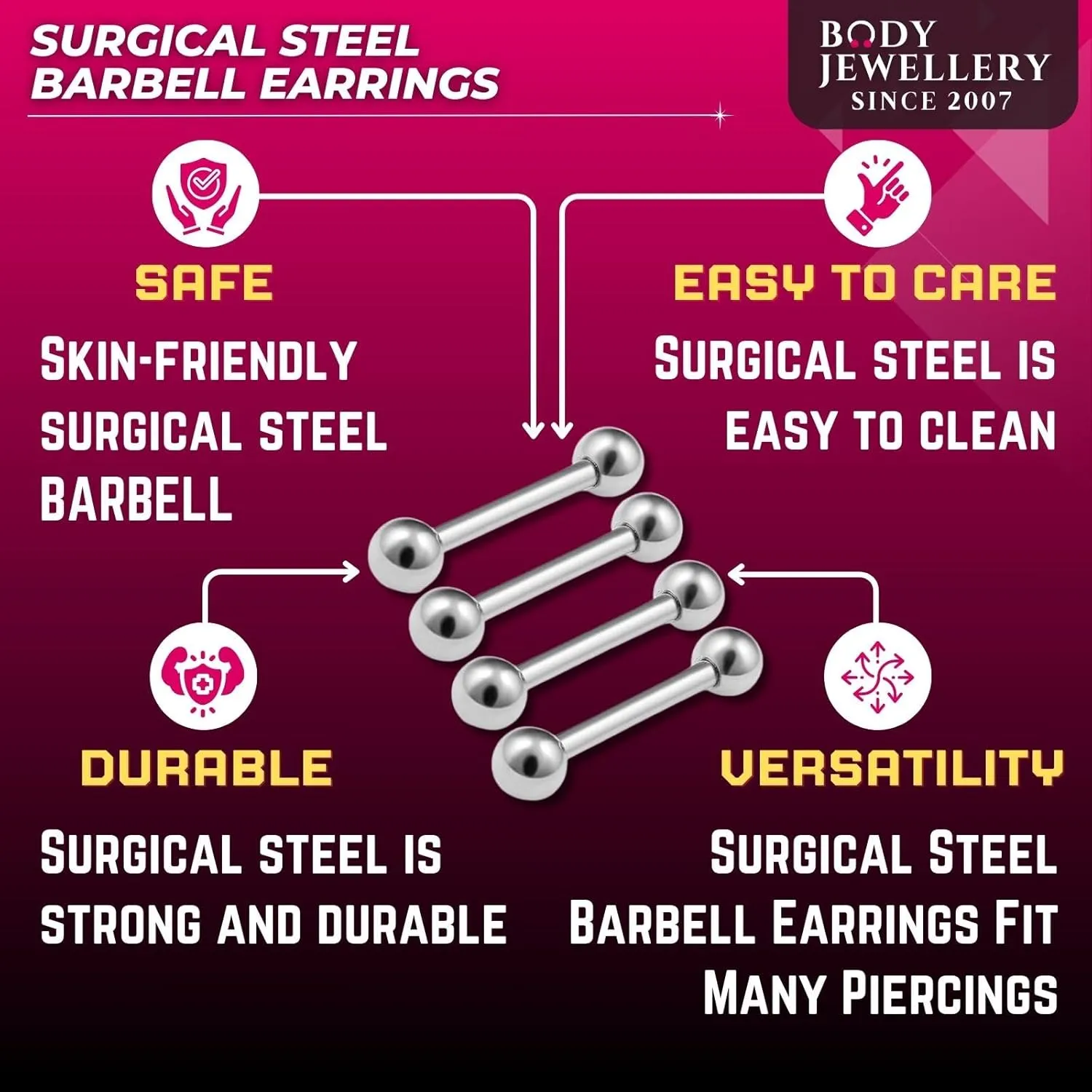 16g 1.2mm Barbell Earrings Stainless Steel Cartilage Eyebrow Tragus Daith Rook Helix Earrings Eyebrow Body Jewelry Pick Size