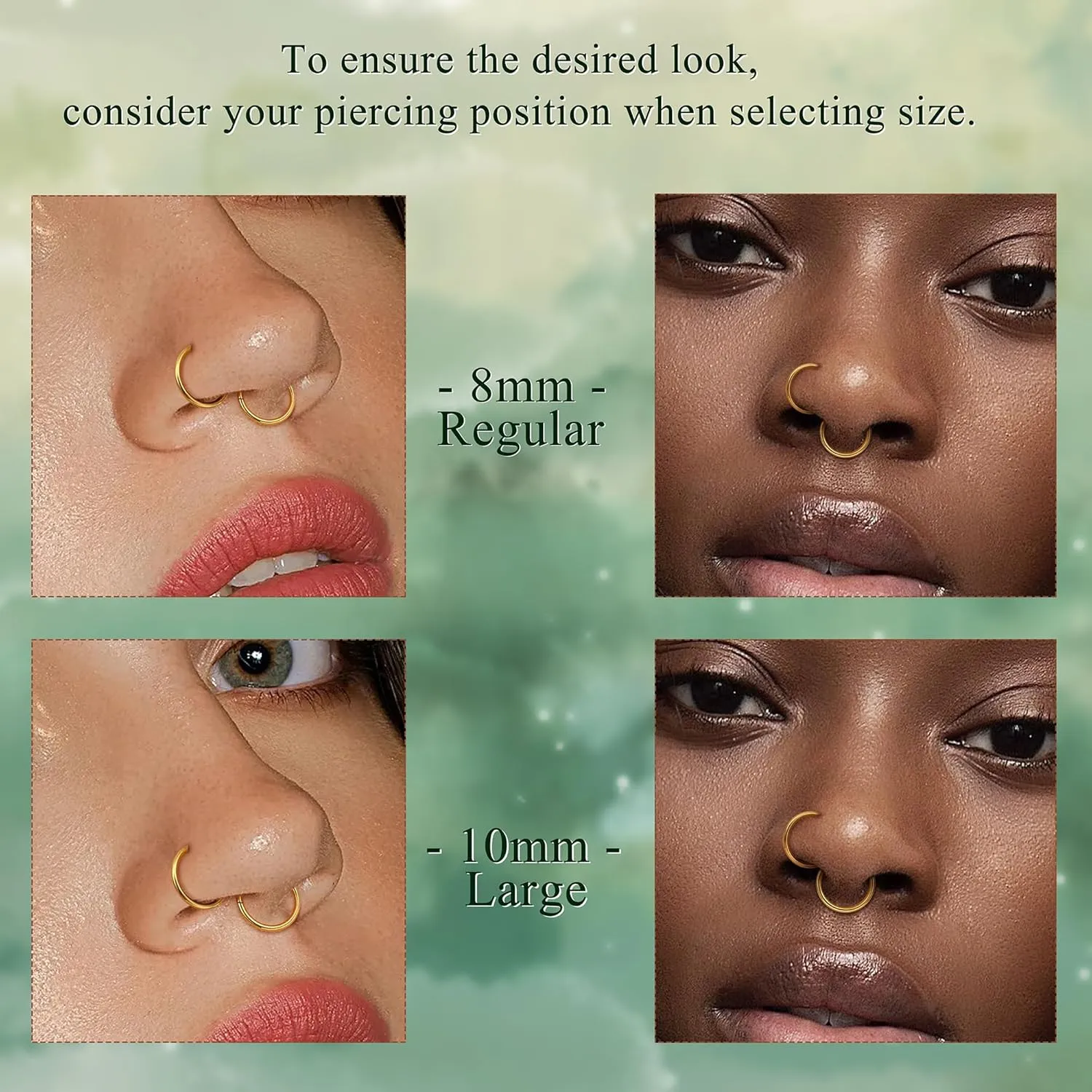 16G Cartilage Hoop Earrings for Women Men - Stainless Steel Hinged Clicker Nose Hoop Rings Helix Septum Conch Daith Lip Tragus Piercing Jewelry 9 Pcs 8mm 10mm
