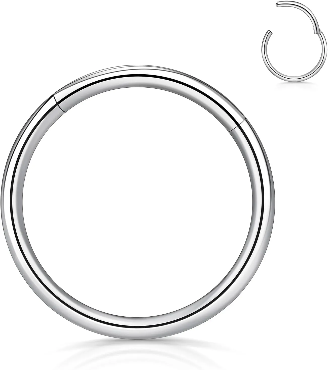 1Pcs 316l Surgical Steel Nose Rings Hoop 20G 18G 16G Hinged Clicker Septum Cartilage Ear Piercing Gold-Silver-Black Diameter 6mm to 12mm