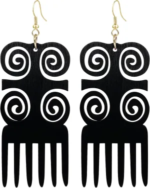 2 Pairs Boho Wooden Dangle Earrings for Women Lightweight Ethnic Style Drop Earrings for Women Jewelry