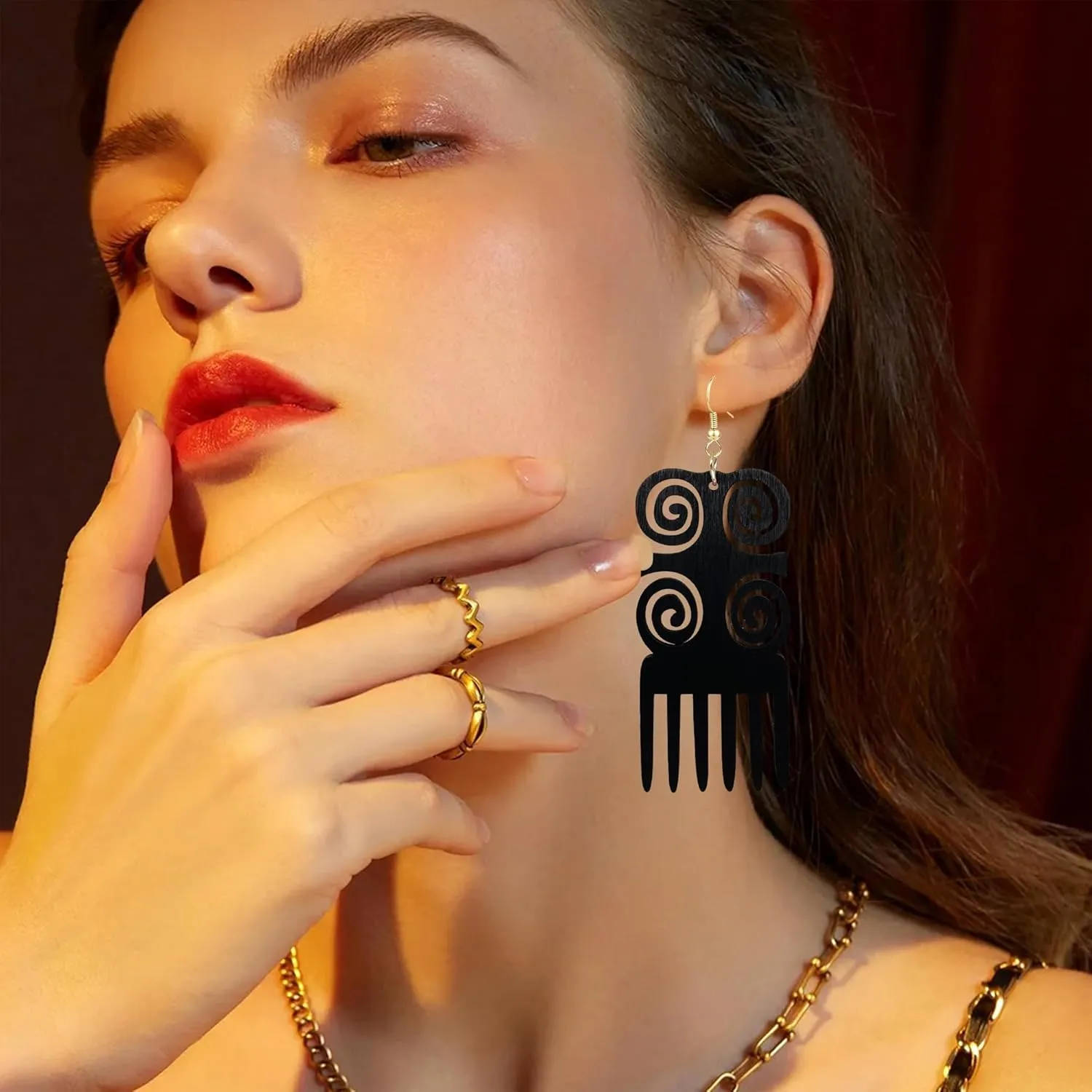 2 Pairs Boho Wooden Dangle Earrings for Women Lightweight Ethnic Style Drop Earrings for Women Jewelry