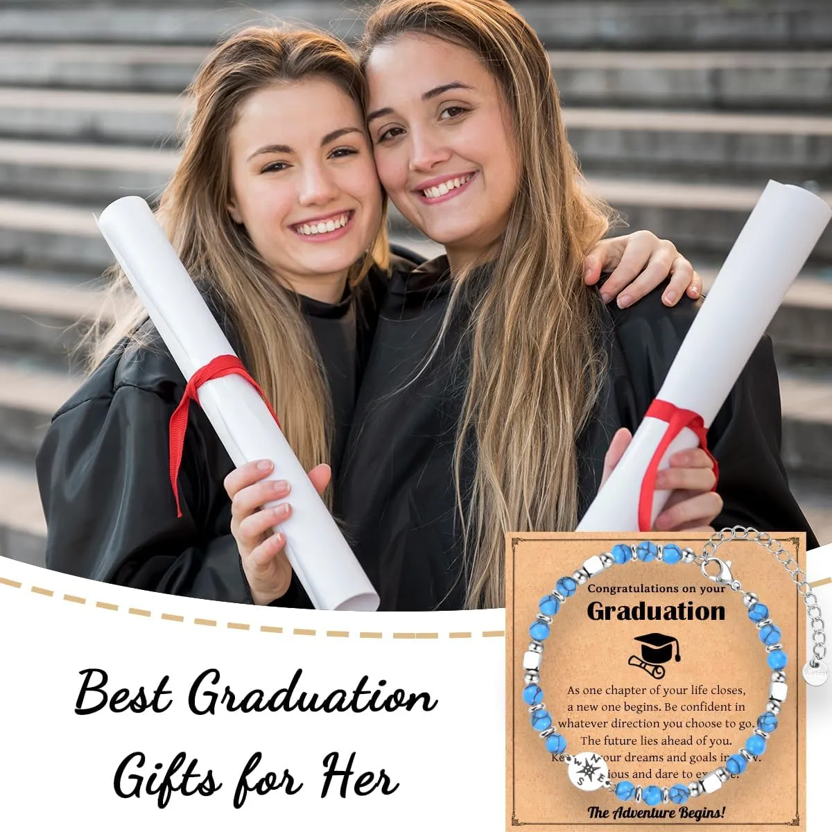 2025 Graduation Gifts for Her, Compass Bracelet for Girls Women, Inspirational High School College Class of 2025 Graduation Gifts