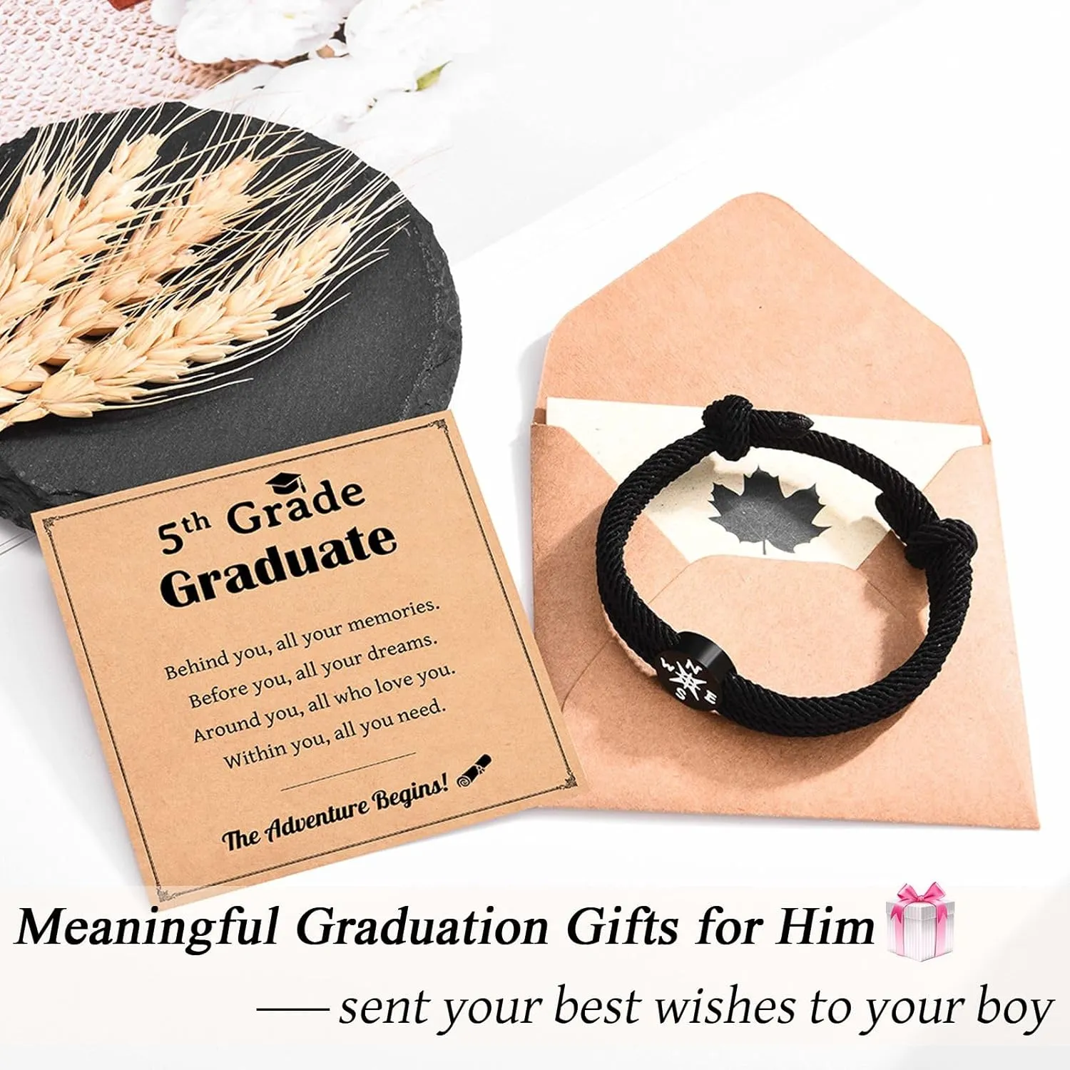 2025 Graduation Gifts for Him Men Boys, High School 5th 6th 8th Grade Kindergarten Preschool College Masters Degree Graduation Gifts Compass Bracelet for Grandson Son Nephew Friends