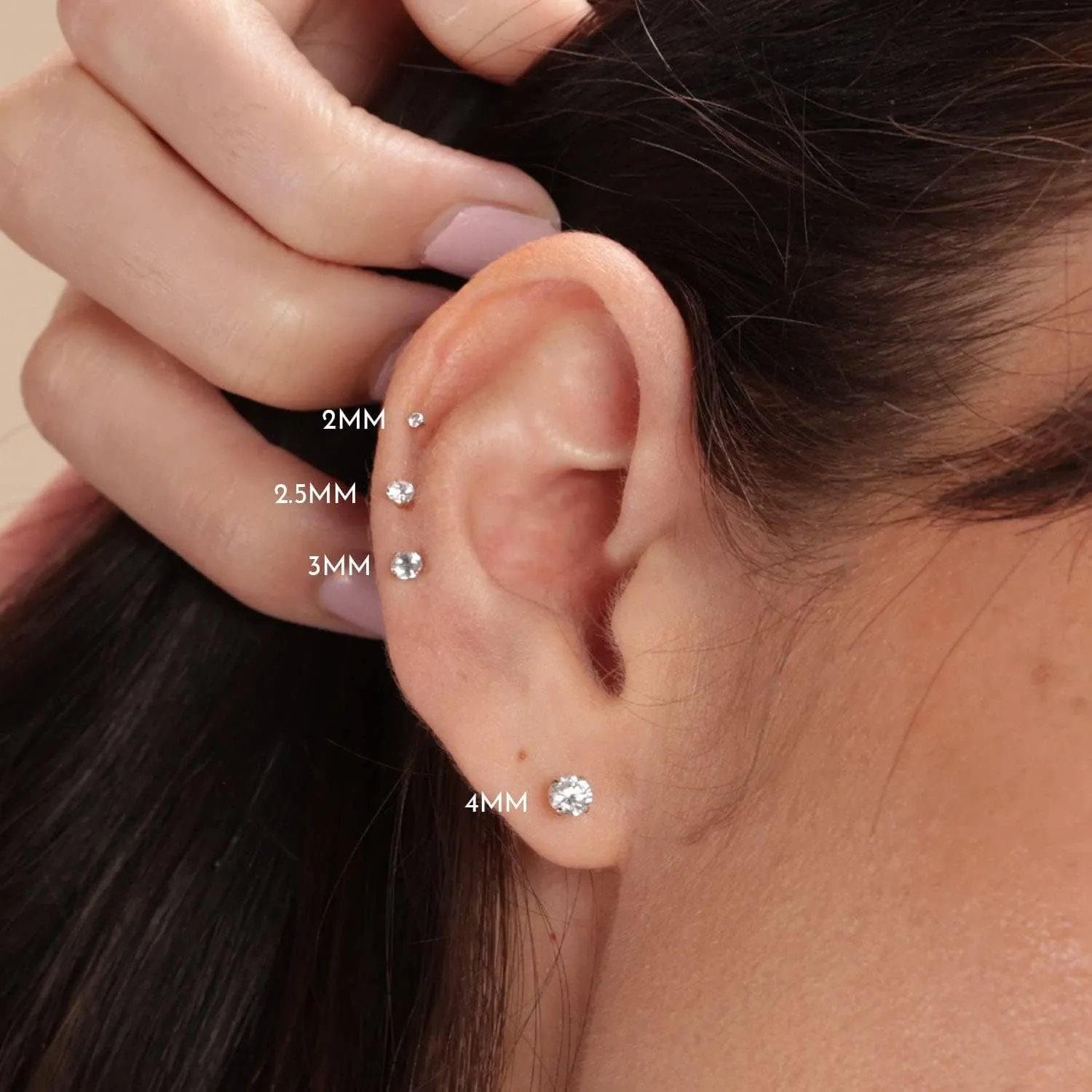 20G Nose Stud Flat Back Studs Earrings Surgical Steel Cartilage Tragus Labret Lip Piercing Jewelry 14K Gold Push Pin Threadless Earring Ring for Women