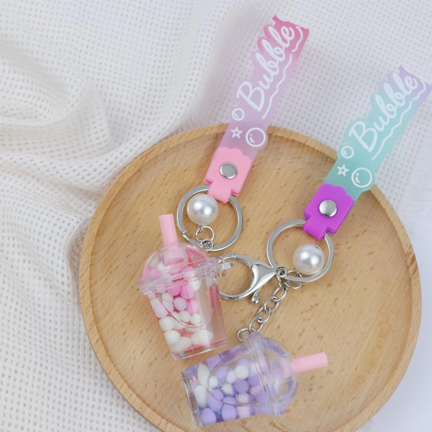 2PCS liquid keychains bookbag accessories for women and girls