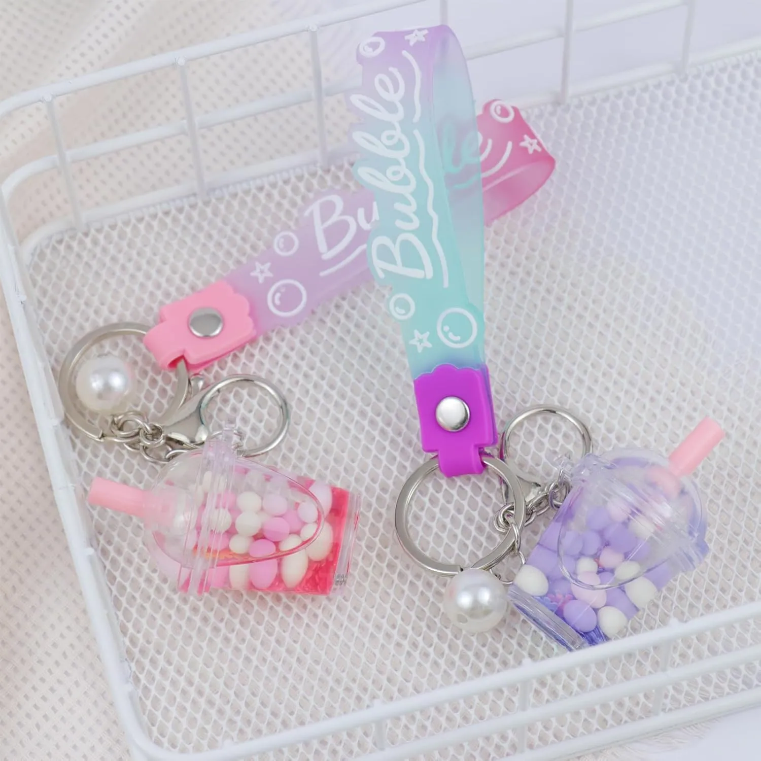 2PCS liquid keychains bookbag accessories for women and girls
