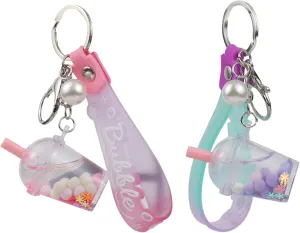 2PCS liquid keychains bookbag accessories for women and girls