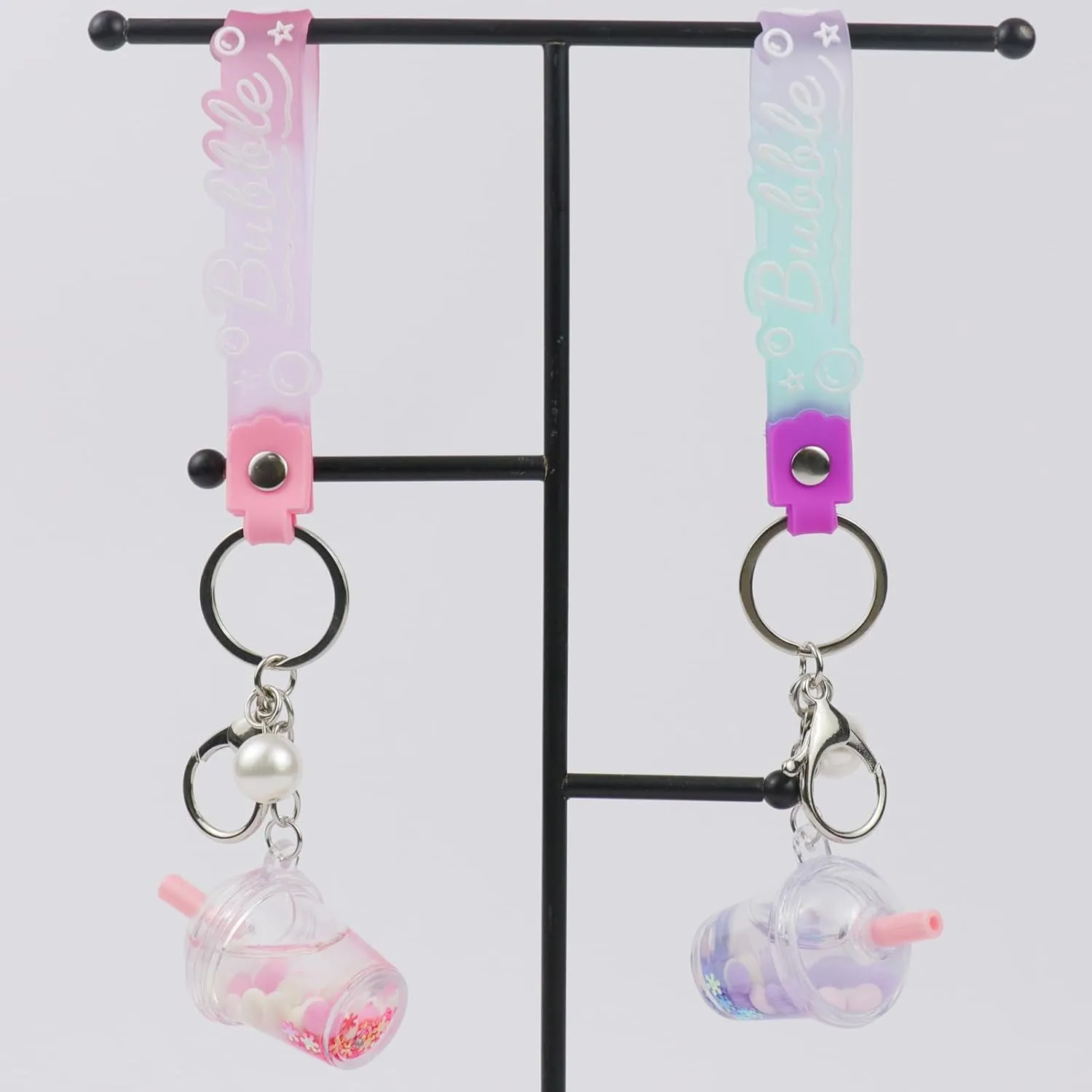 2PCS liquid keychains bookbag accessories for women and girls