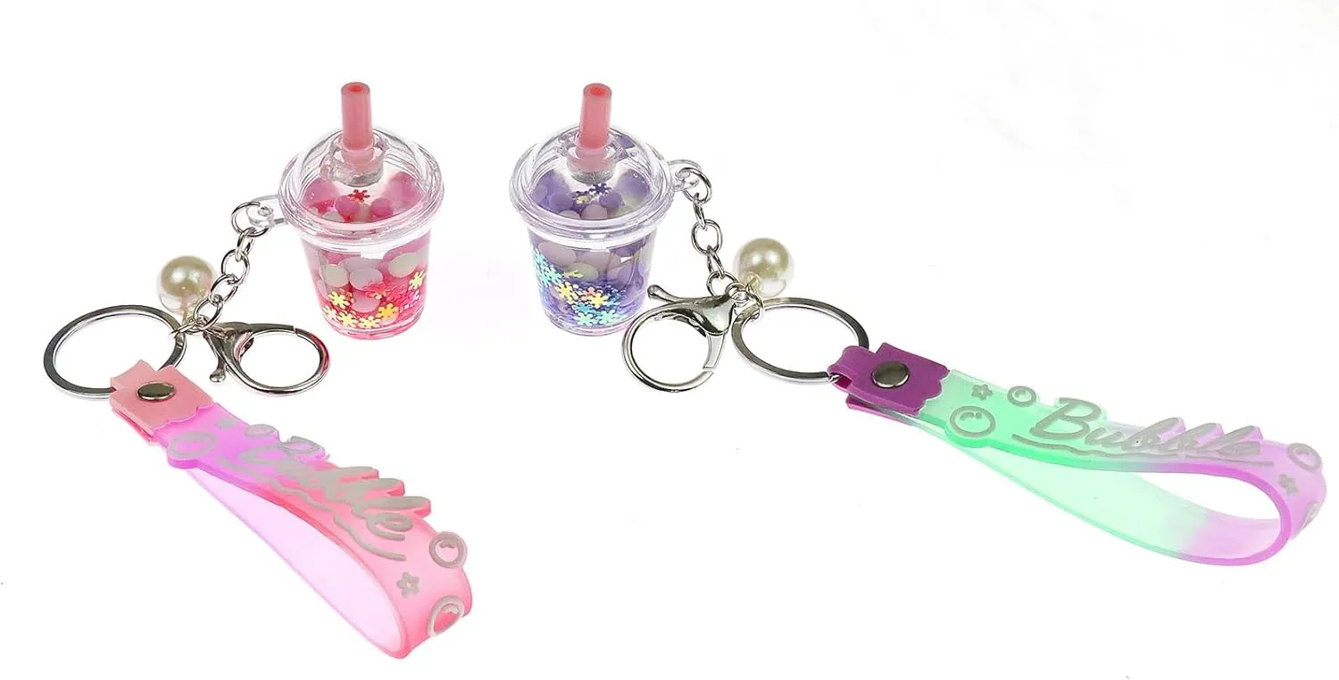 2PCS liquid keychains bookbag accessories for women and girls