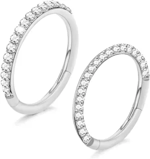 2pcs Nose Rings Hoop - 316L Surgical Steel Septum Jewelry Hinged Segment Rings -16 Gauge Women Body Piercing Nose Hoops Lip Rings Ear Cartilage Tragus Daith 8mm/9mm/10mm/11mm/12mm