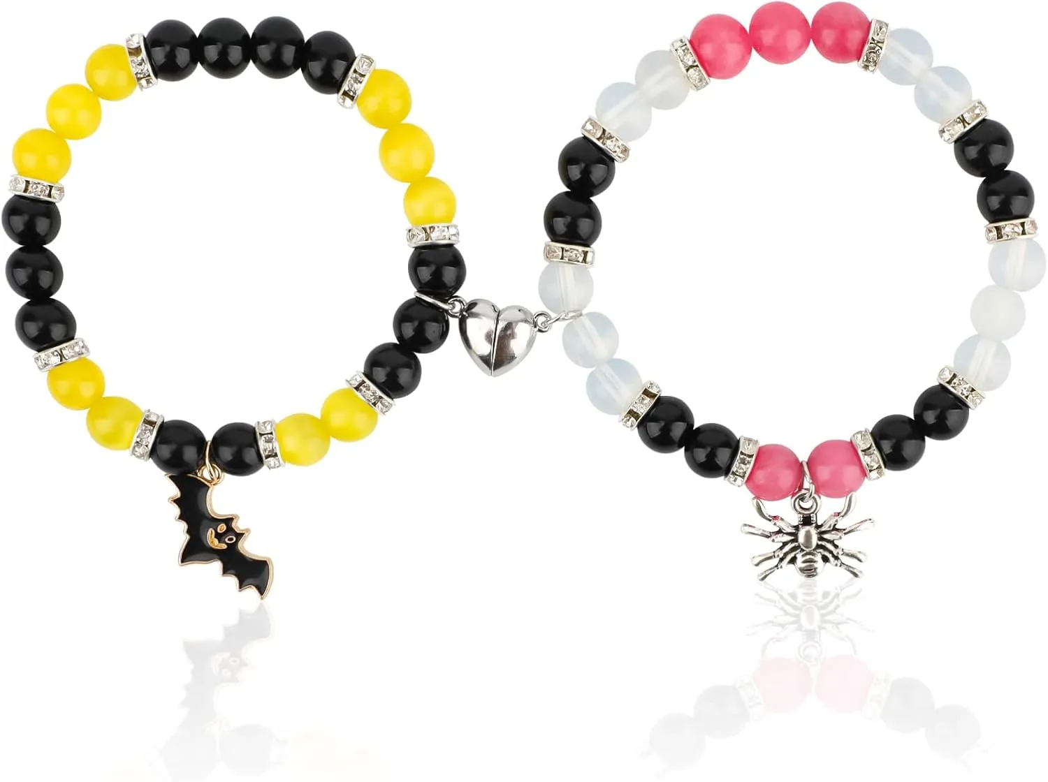 2pcs Spider Bat Bracelet for Matching Couple Friends, Magnetic Friendship Bracelet Spider Bat Metal Anime Jewelry for Men Women Valentines Day Cosplay Costume Accessories Jewelry Gifts