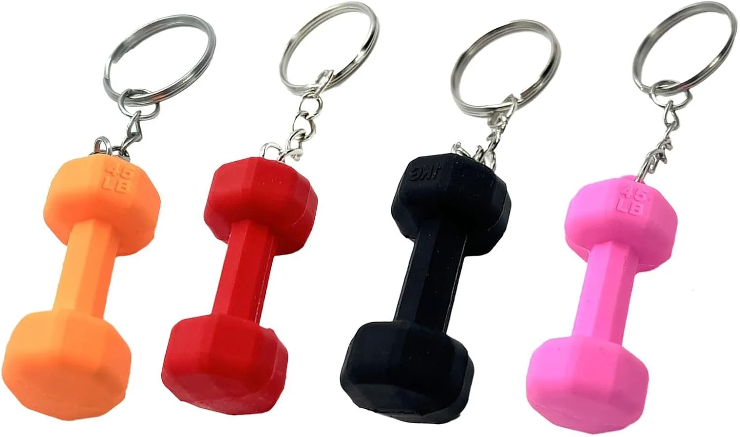 4 pieces Dumbbell Keychain, Creative Dumbbell Key Ring Pendant, Couple Keychain Backpack Pendant, Car Wallet Sports Gym Pendant, Novelty Dumbbell Shape KeyChains