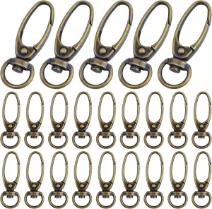 50pcs 38 mm 360 Degree Swivel Trigger Clips Metal Keyring Curved Oval Lobster Clasps Snap Hooks for Keychains Lanyard Handbag Purse Craft Projects Decoration, Antique Bronze