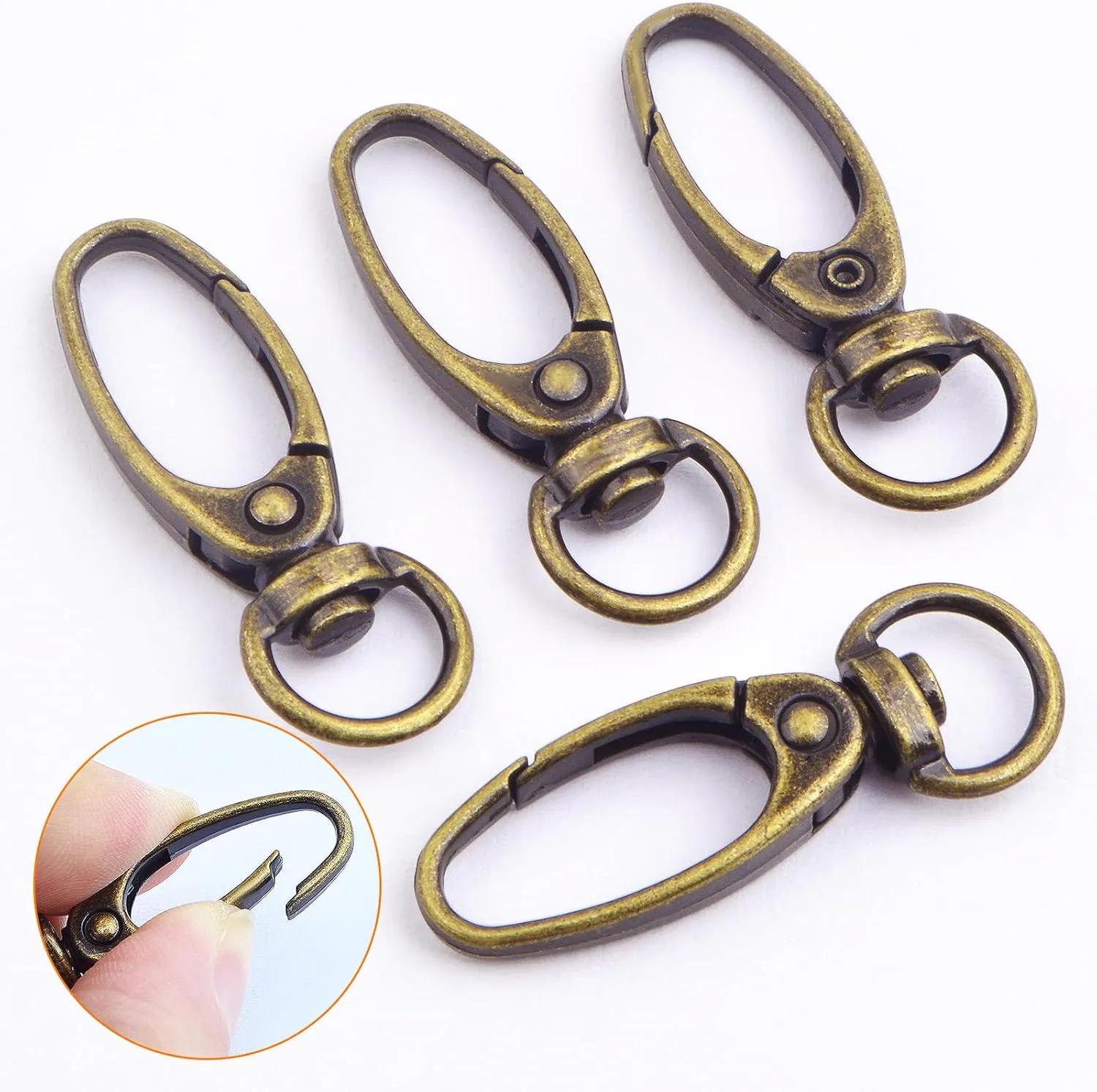 50pcs 38 mm 360 Degree Swivel Trigger Clips Metal Keyring Curved Oval Lobster Clasps Snap Hooks for Keychains Lanyard Handbag Purse Craft Projects Decoration, Antique Bronze