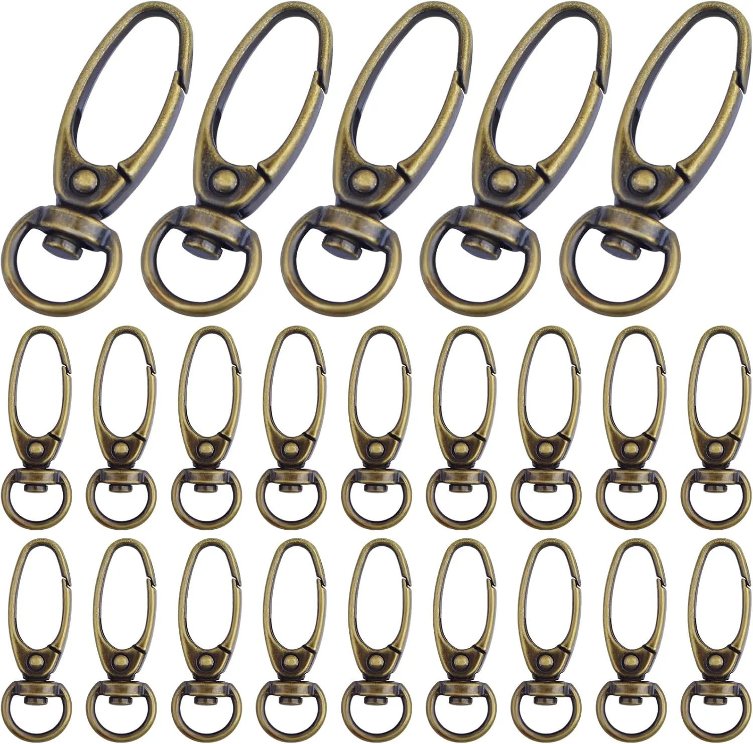 50pcs 38 mm 360 Degree Swivel Trigger Clips Metal Keyring Curved Oval Lobster Clasps Snap Hooks for Keychains Lanyard Handbag Purse Craft Projects Decoration, Antique Bronze