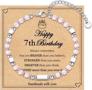 6-21 Years Old Girls Birthday Gifts, Tiny Beaded Bracelets Gifts for Daughter Granddaughter Niece Friends with Happy 6th-21st Birthday Card
