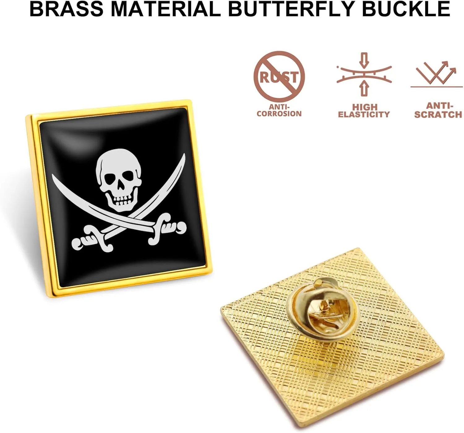 6/12/50/100Pcs Pirate Flag Lapel Pins Bulk - Metal Jolly Roger Brooch Badge Souvenir for Men Women Clothes Bags Hats