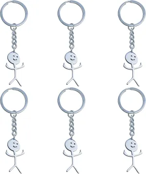 6pcs Stainless Steel Couple Pendant Keychain Funny Doodle Keychain Middle Finger Pendant Funny Keychains for Men Women.