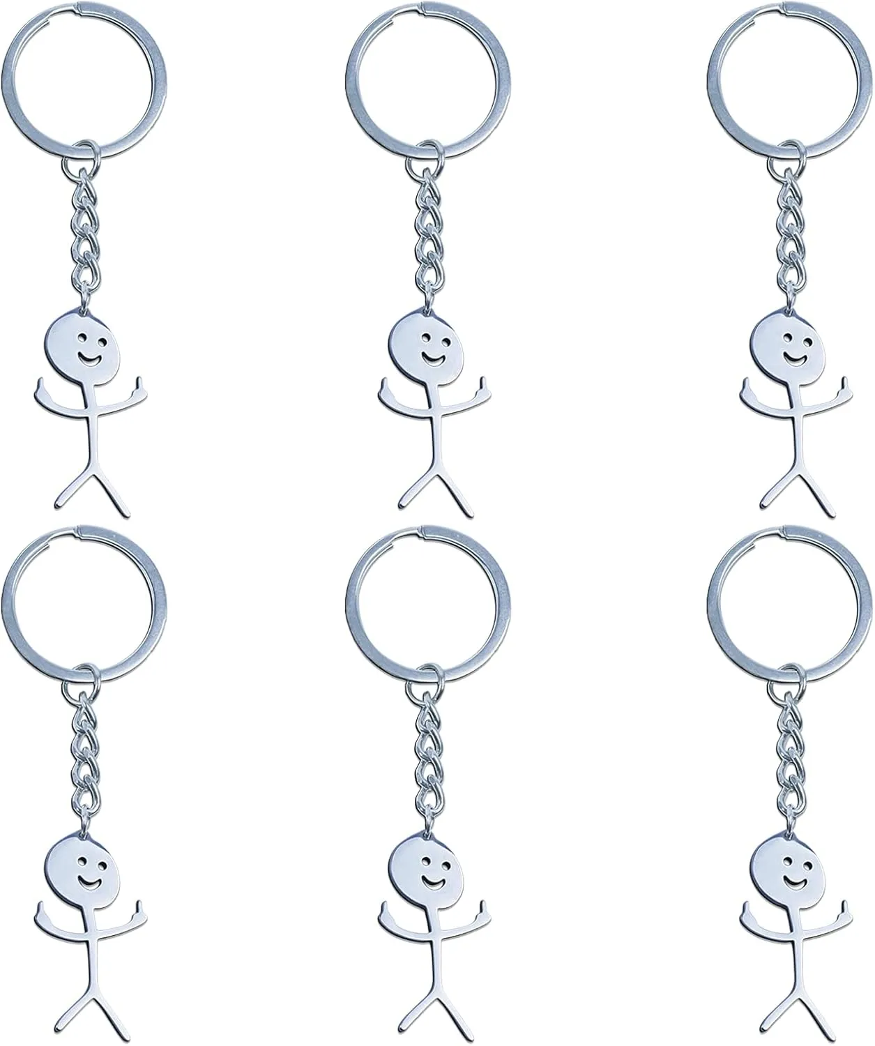 6pcs Stainless Steel Couple Pendant Keychain Funny Doodle Keychain Middle Finger Pendant Funny Keychains for Men Women.