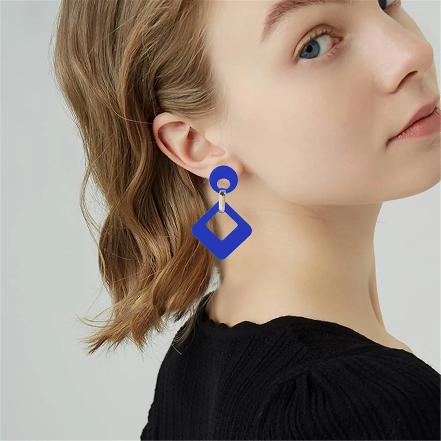 80s Retro Neon Earrings Fashion Bohemian Acrylic Rectangle Earrings Acrylic Square/Oval/Statement Drop Earrings for Women Candy Geometry Earrings Nightclub Statement Party Jewelry