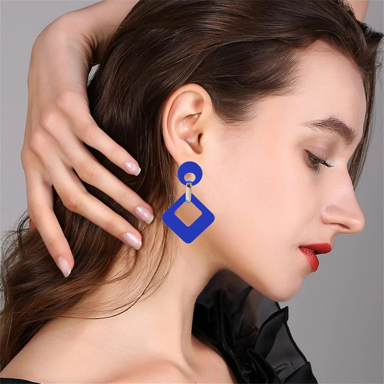 80s Retro Neon Earrings Fashion Bohemian Acrylic Rectangle Earrings Acrylic Square/Oval/Statement Drop Earrings for Women Candy Geometry Earrings Nightclub Statement Party Jewelry
