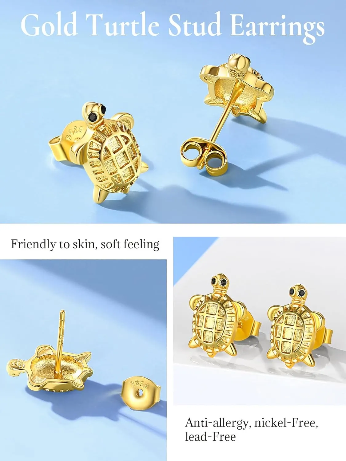 925 Silver Cute Pig/Panda Bear/Dog/Cat Earrings Stud Solid Sterling Jewelry " Kiss me Hug Me" 3D Kitten Earring