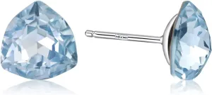 925 Sterling Silver Aquamarine Crystal Stud Earrings,March Birthstone, Triangle Geometric Blue Earrings Design