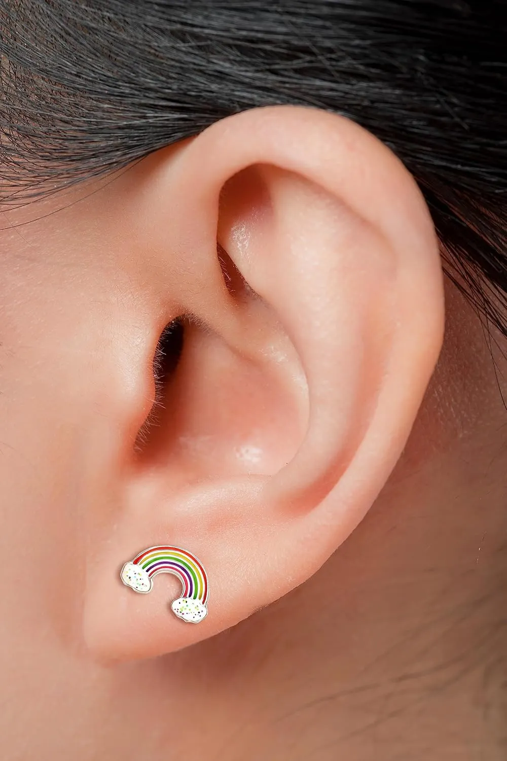 925 Sterling Silver Children's Rainbows and Unicorns Stud Earrings