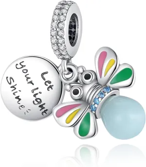 925 Sterling Silver Dangle Charm Beads for Bracelets Charms DIY Jewelry birthday Gift Valentine's Day for Women (Glow In the dark friend Gift)