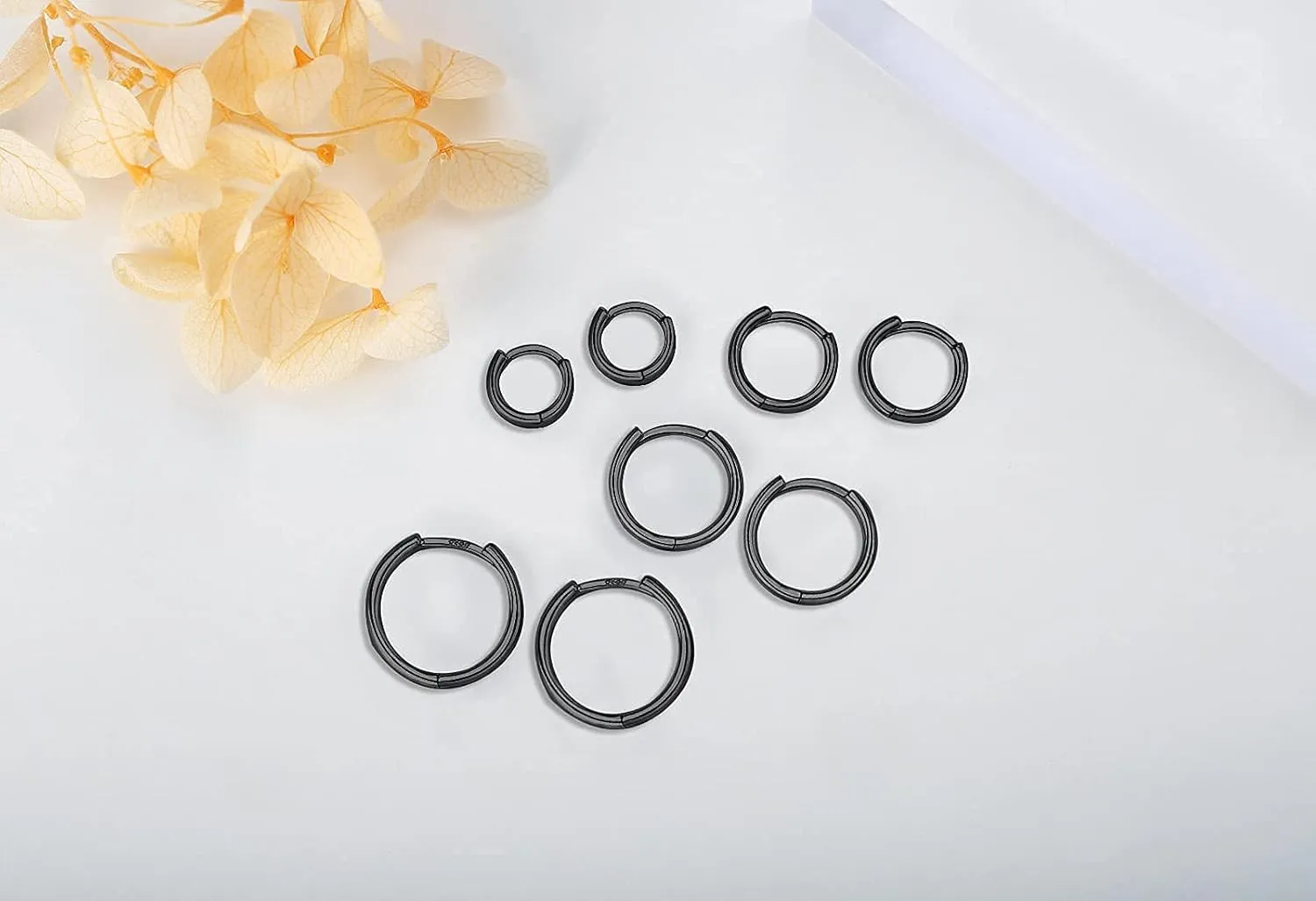 925 Sterling Silver Small Hoop Earrings Set - 14K White Gold Plated Silver Hoop Earrings | Tiny Endless Huggie Hoop Earring Cartilage Earrings for Women
